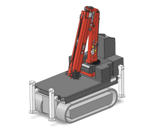 Raupenplattform mit Kranaufsatz/Transportstellung